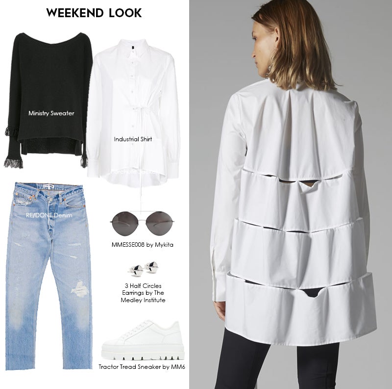 White Industrial Shirt Weekend Look