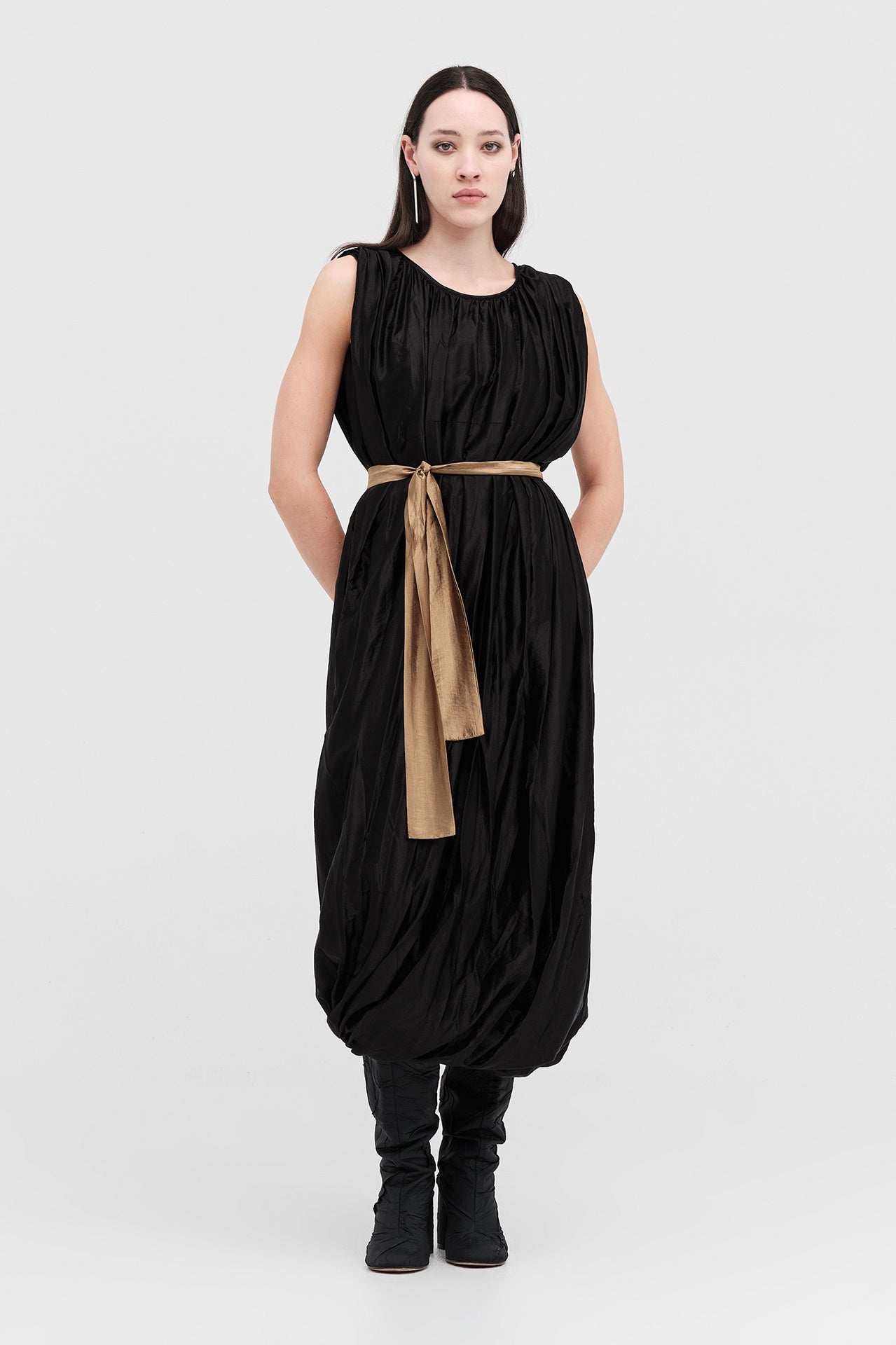 Encircle Dress - Black Shine in Black