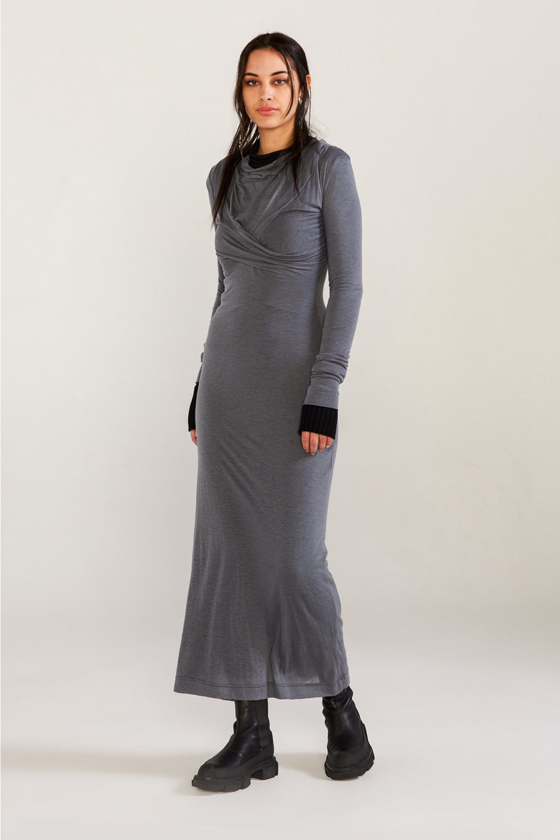 Pinnacle Dress - Iron/black in Grey
