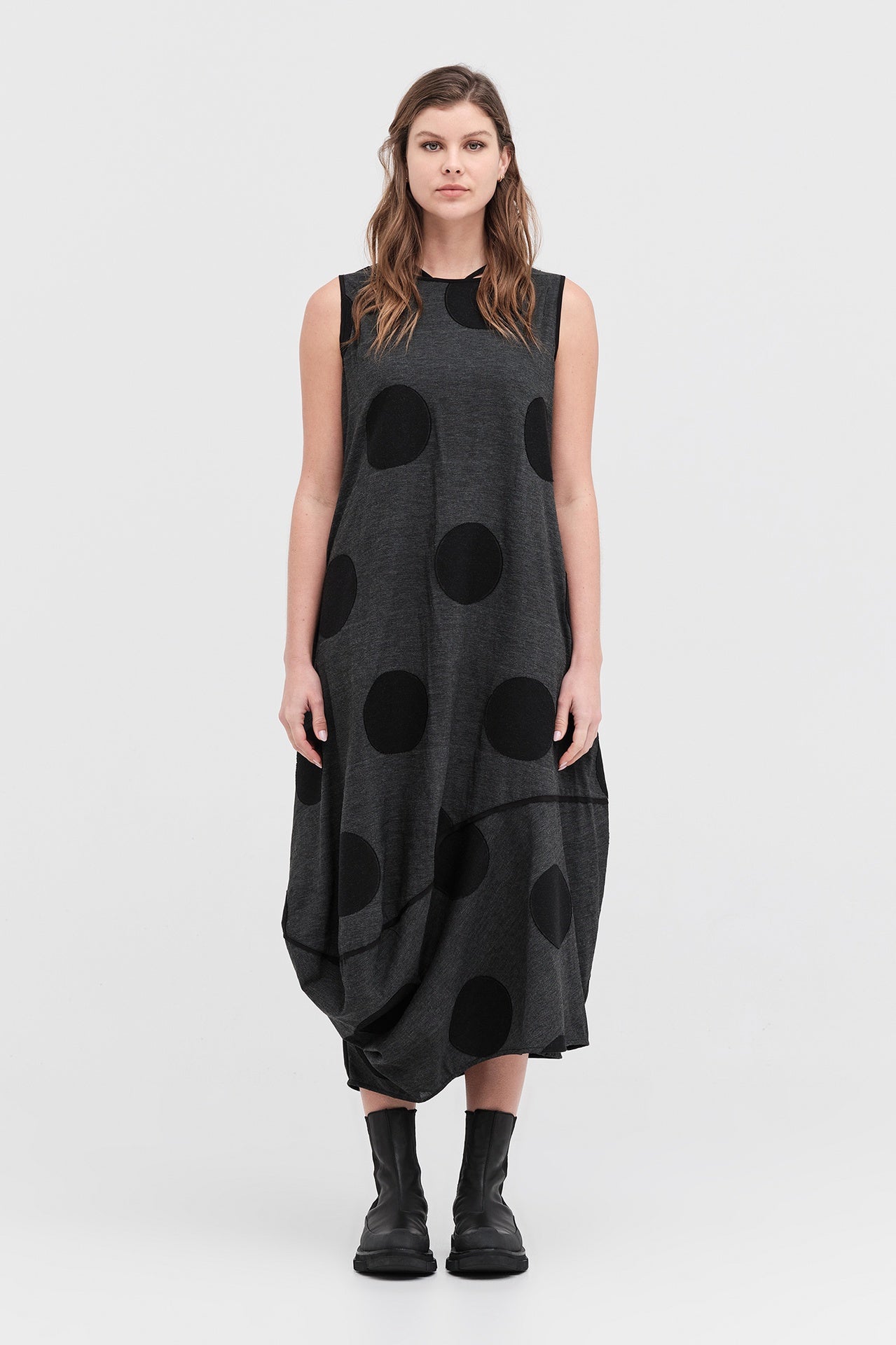 Division Dress - Black/grey Spot in Grey