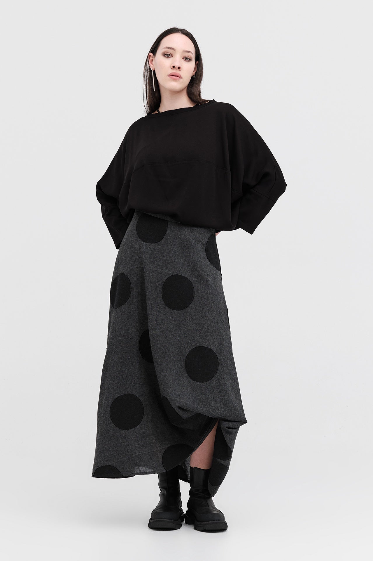 Revere Skirt - Black/grey Spot in Grey