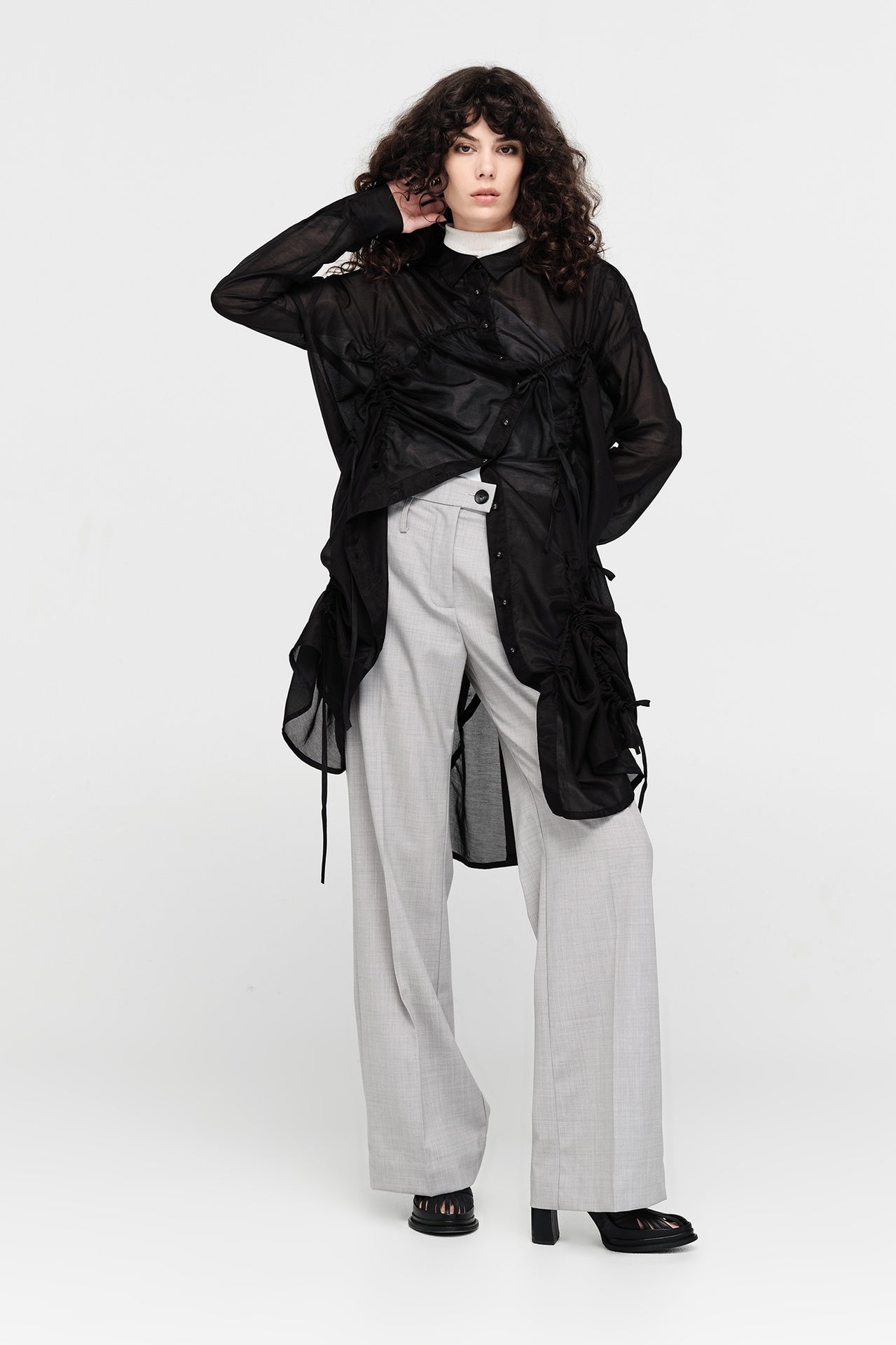 CLANE / SHEER TAILORED SHIRT ブラック CLANE SHEER TAILORED SHIRT ブラック