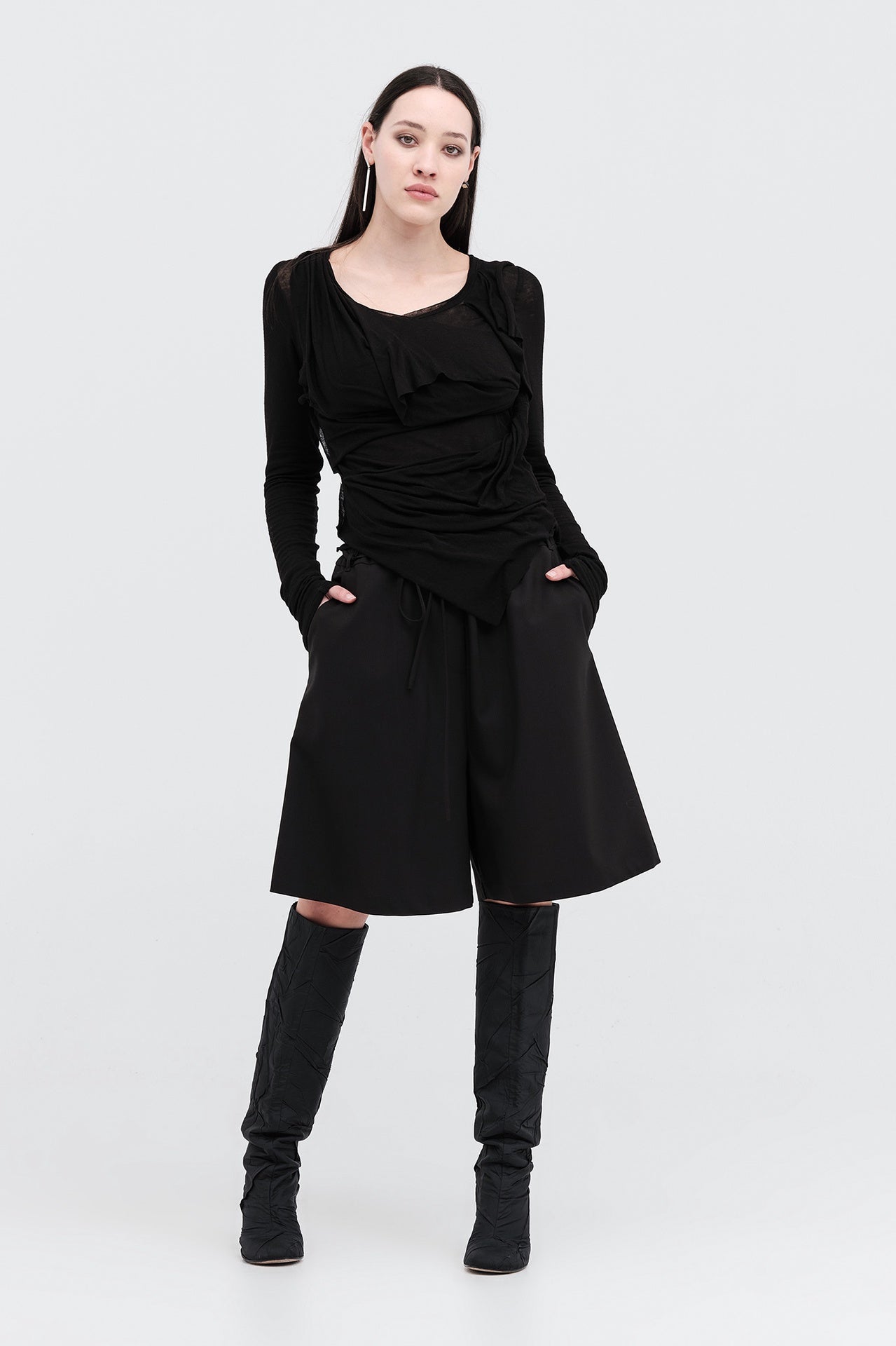 Unity Short - Black Wool in Black