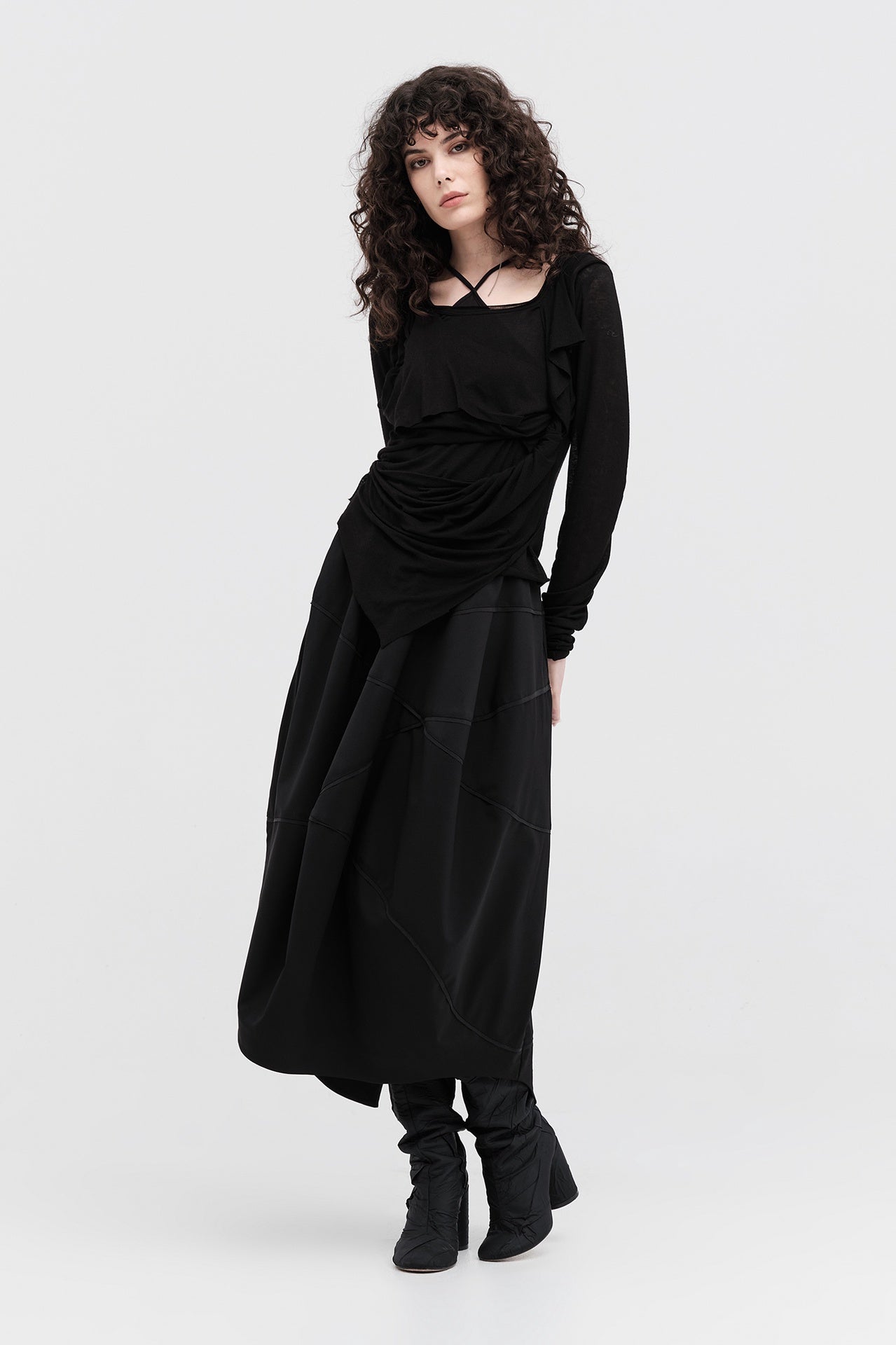 Segmented Skirt - Black in Black