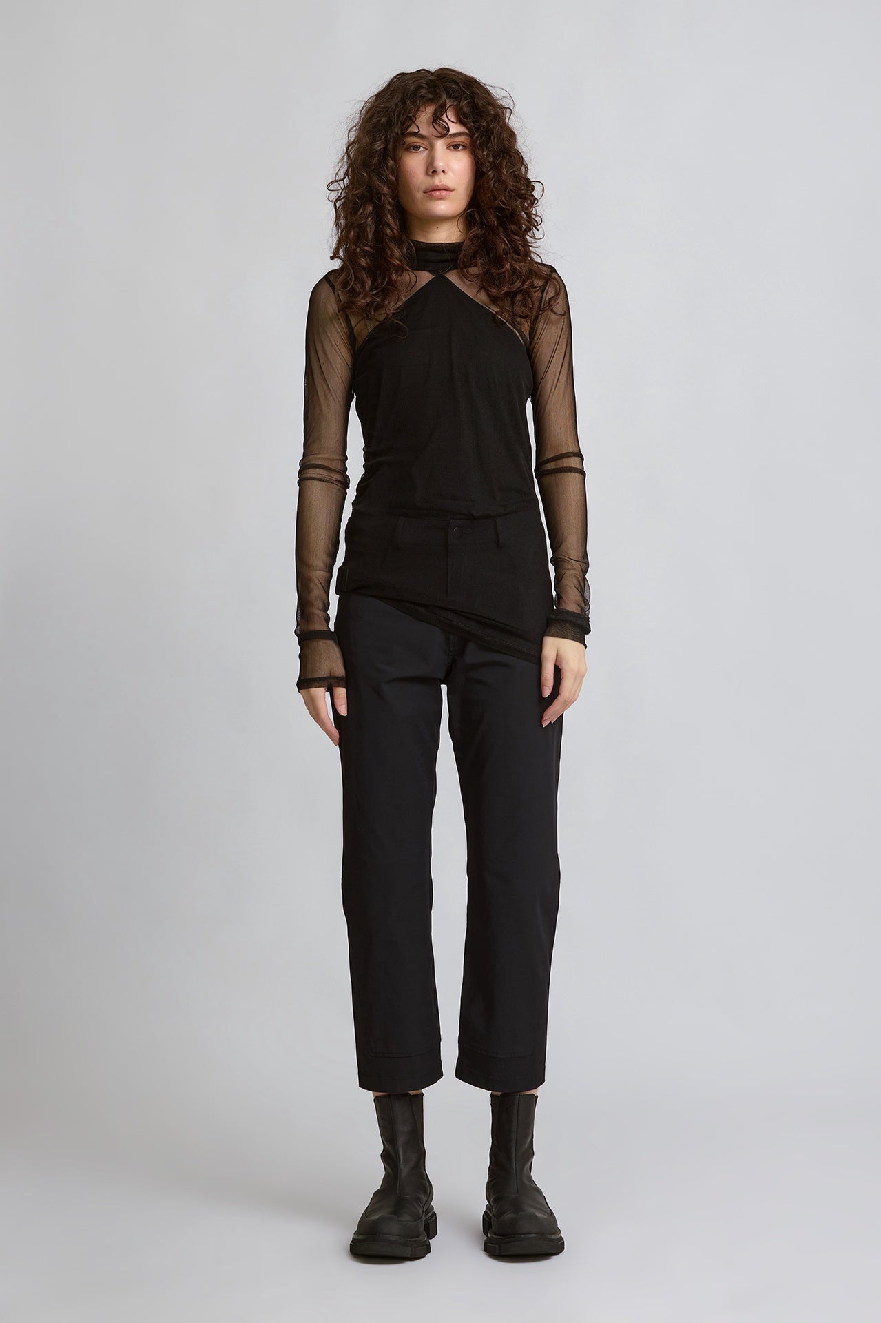 Fitted Translucent Tunic - Black in Black - Taylor