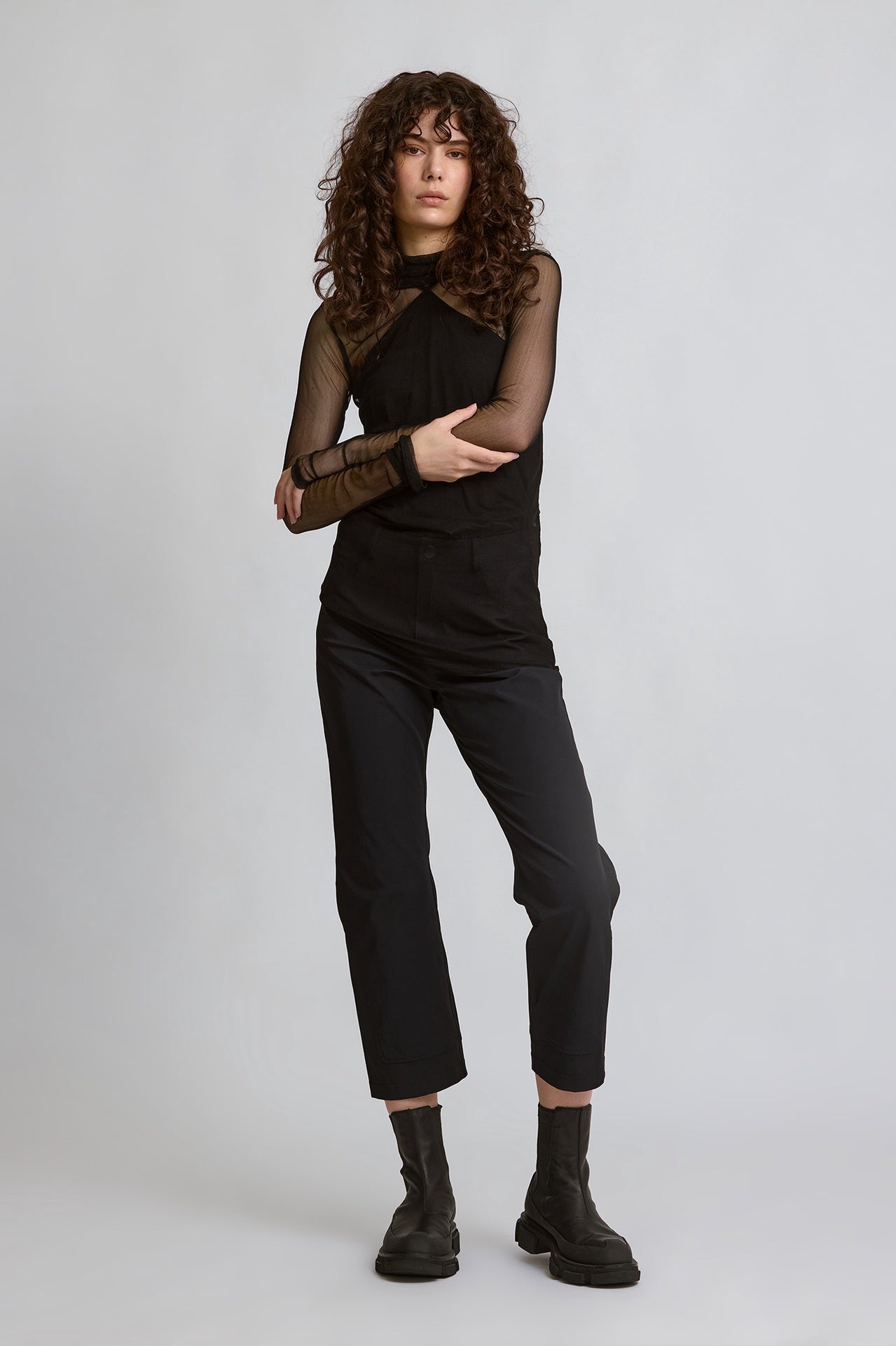 Fitted Translucent Tunic - Black in Black - Taylor