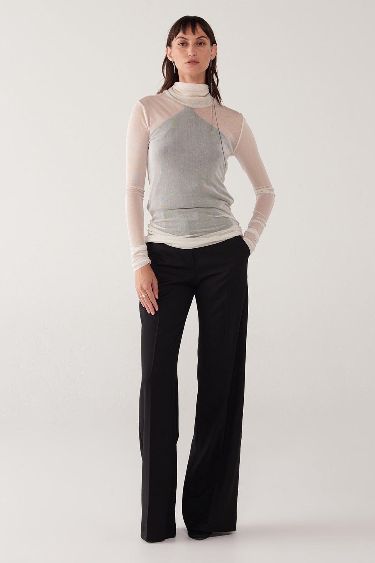 Fitted Translucent Tunic - Ivory in Ivory - Taylor