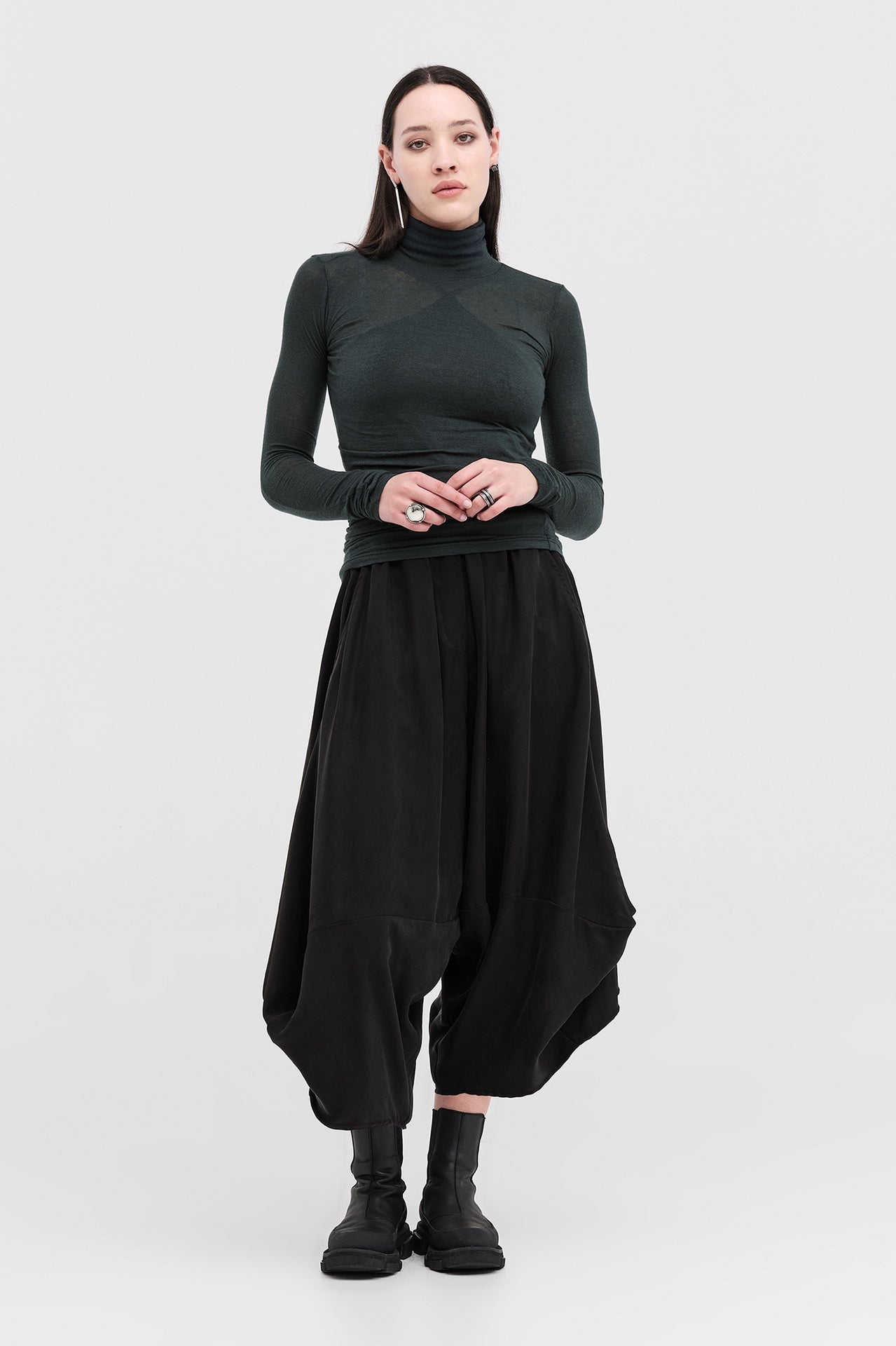 Fitted Translucent Tunic - Mineral Tencel Wool in Blue