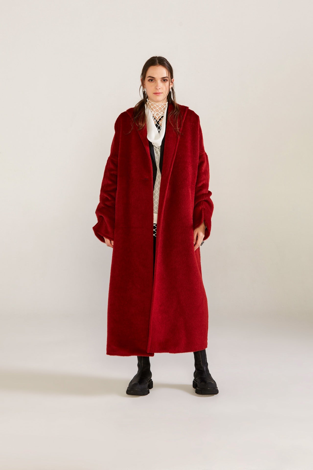 Red mesh trench coat sale