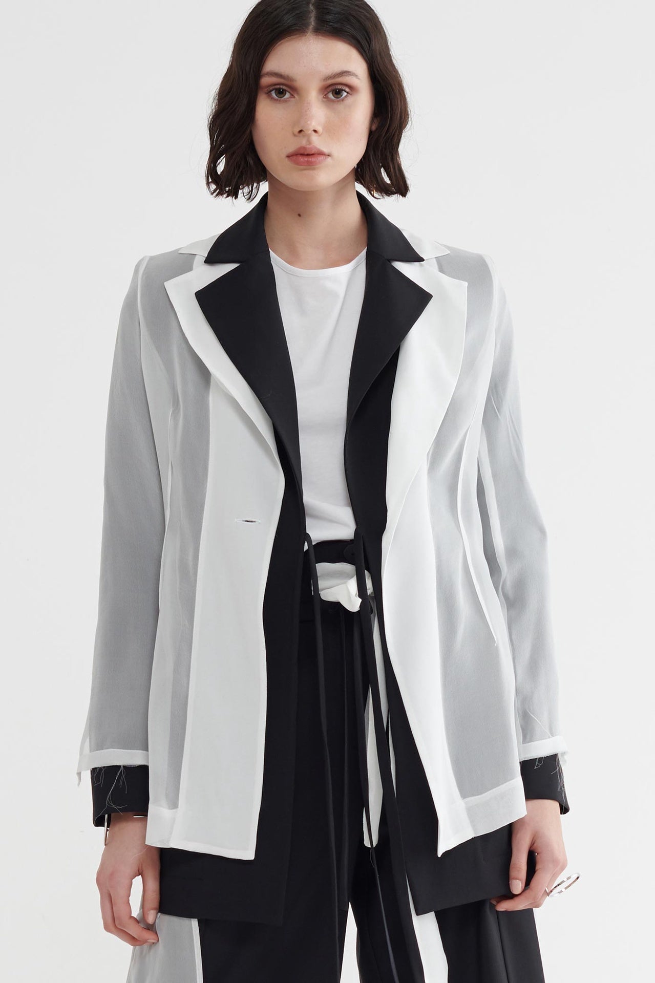Cropt Sheer Transparency Jacket - Ivory 