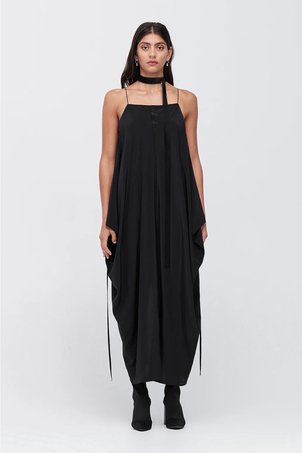 Affiliate Neck Tie - Black Satin in Black