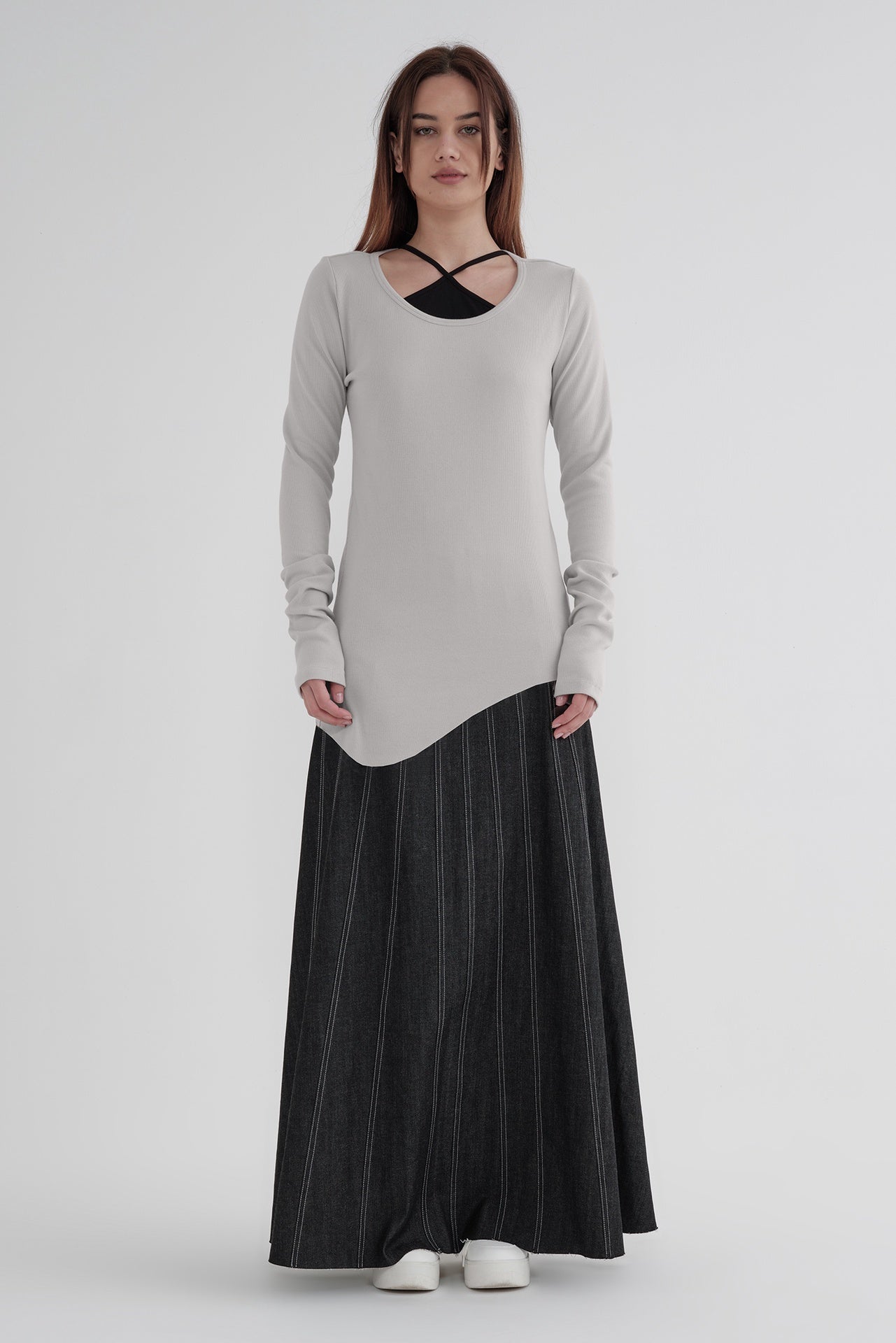 Ribbed Camber Tunic Windchime in Beige Taylor