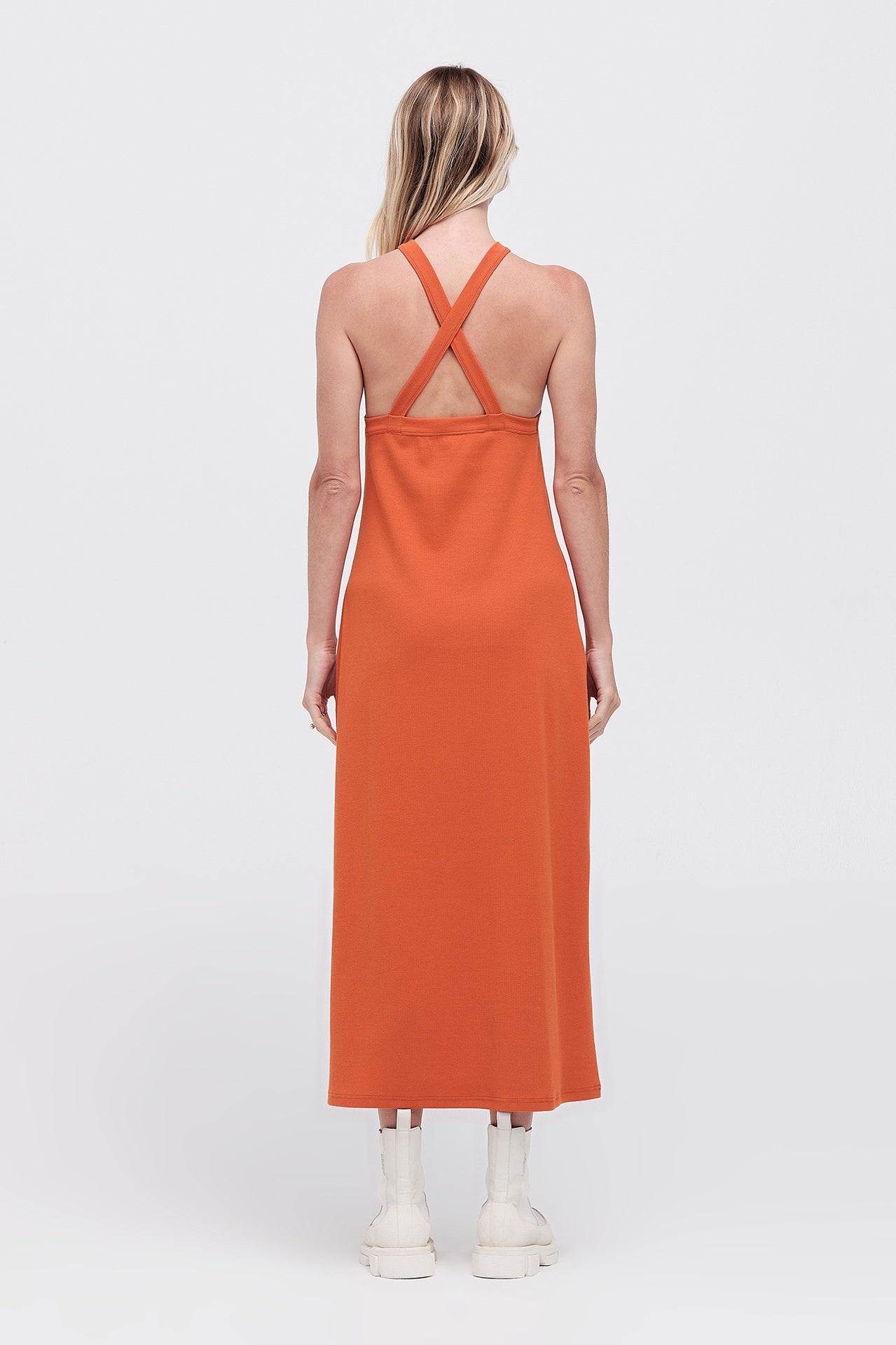 Ribbing Extension Dress - Russet in Orange