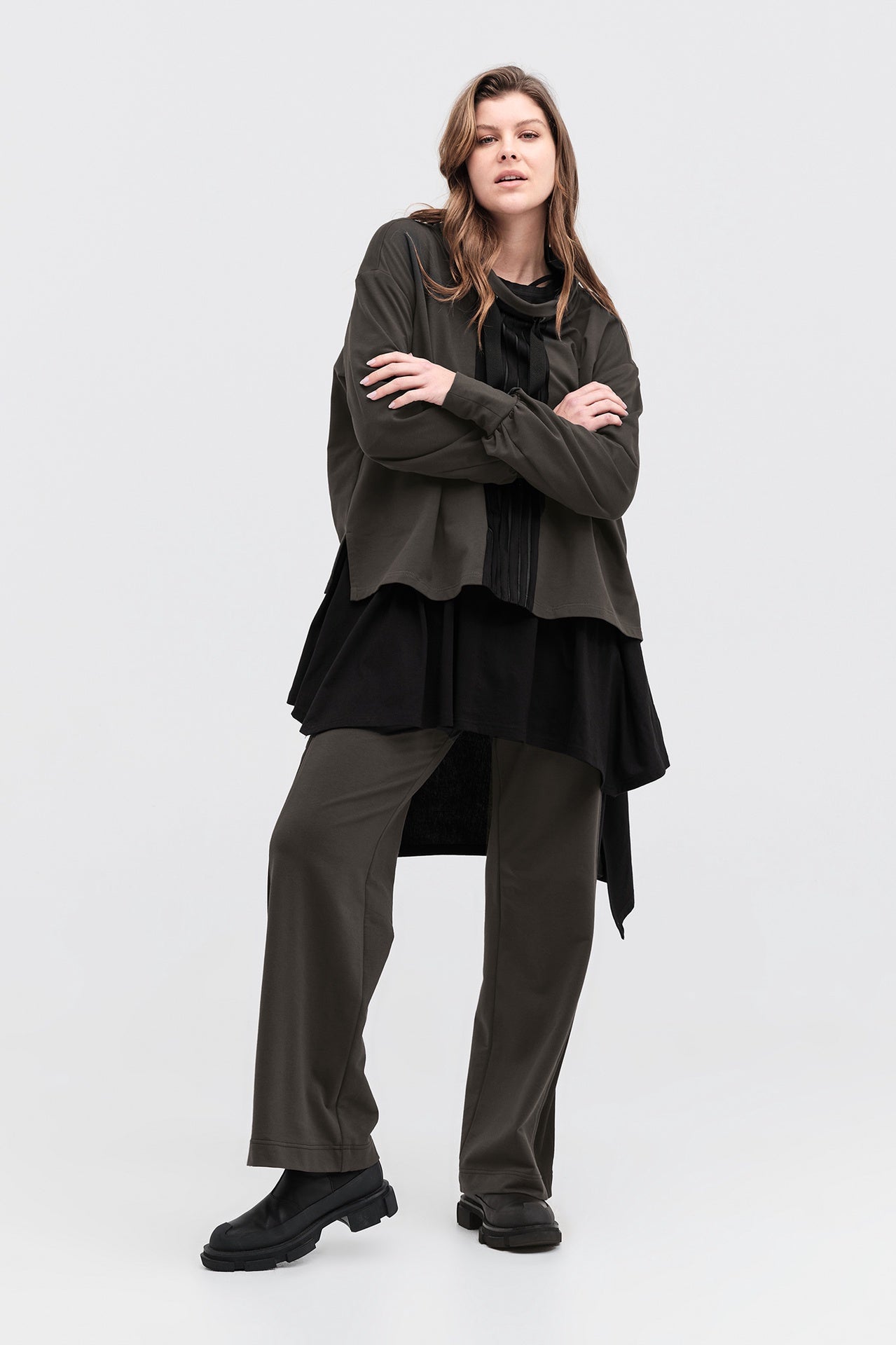 Strip Brink Sweater - Tarmac/black in Brown