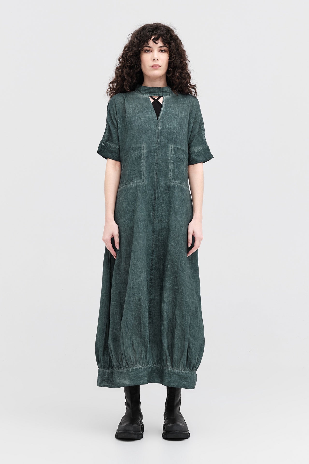 Diffused Precision Dress - Mineral in Green