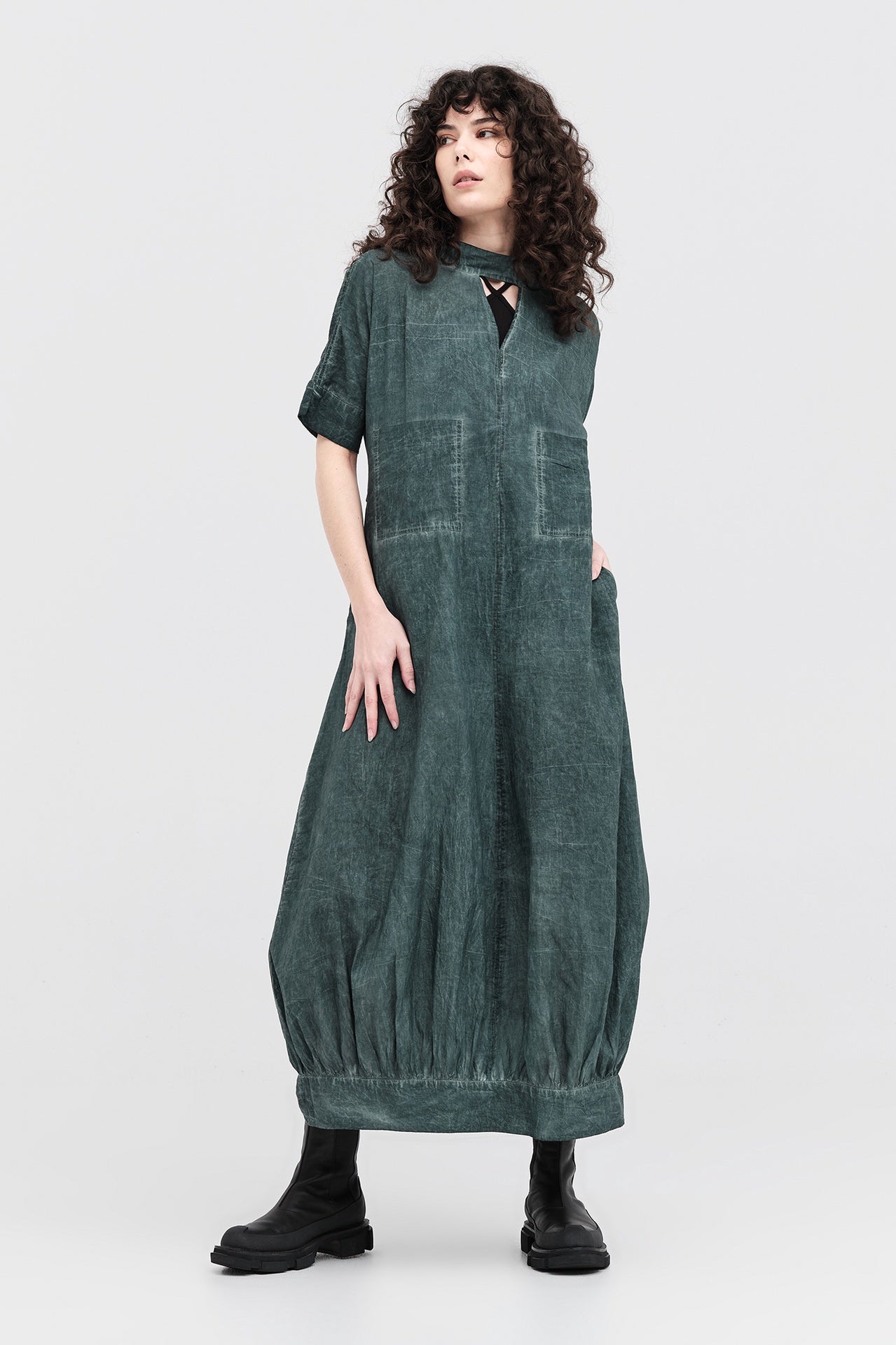 Diffused Precision Dress - Mineral in Green