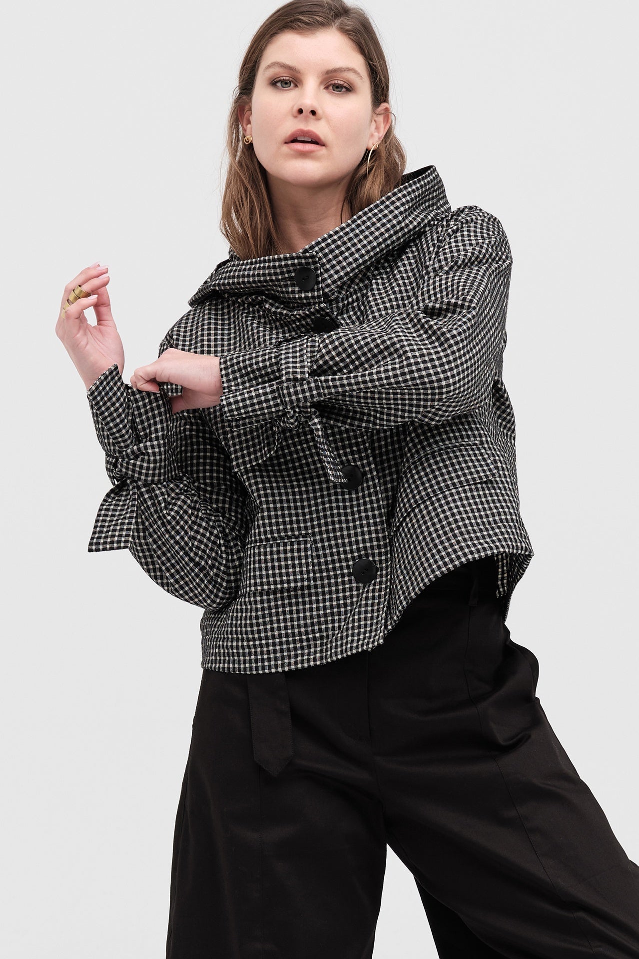 Barter Jacket - Black/ivory Check in Print