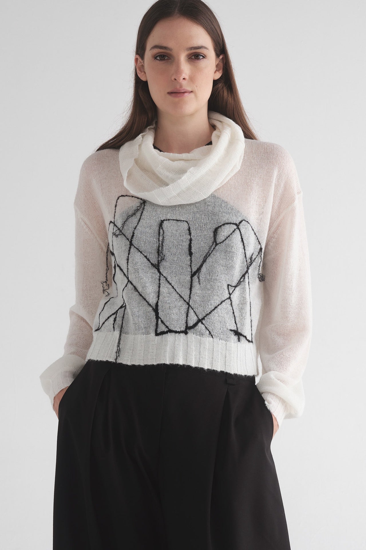 Bloc Sweater - Ivory/black in Ivory