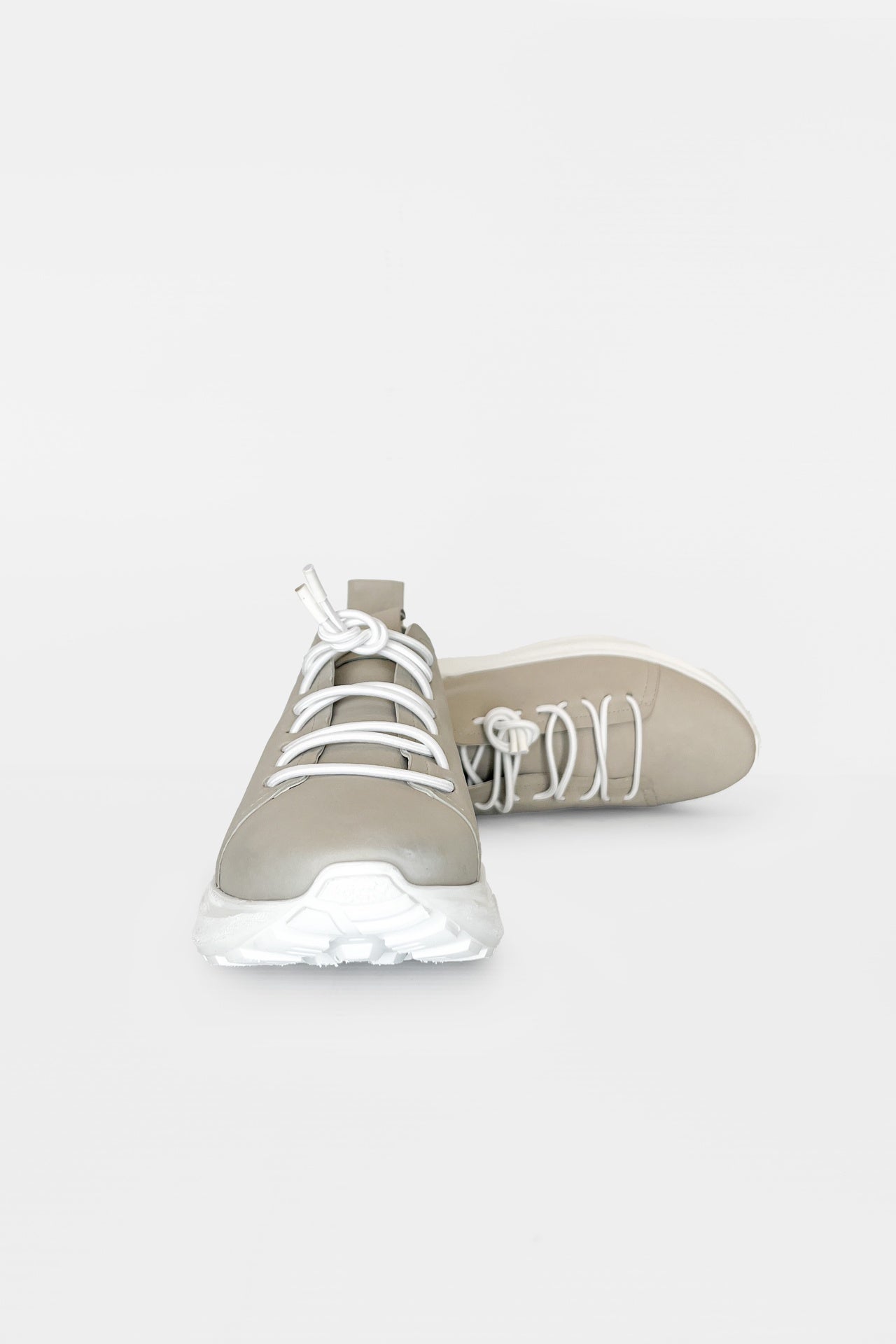 Cool Runner Sneaker - Greige With White Sole in Grey