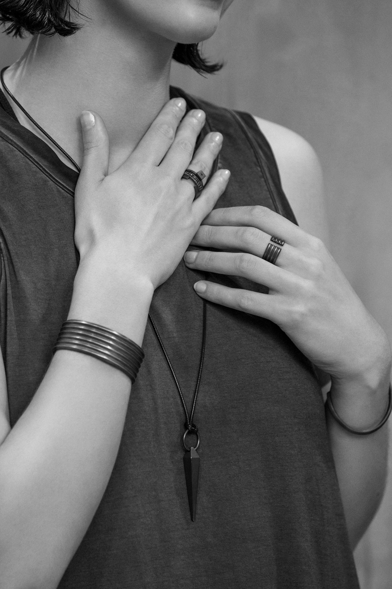 Profile 4 Cuff Ring - Blackened Sterling Silver in Black
