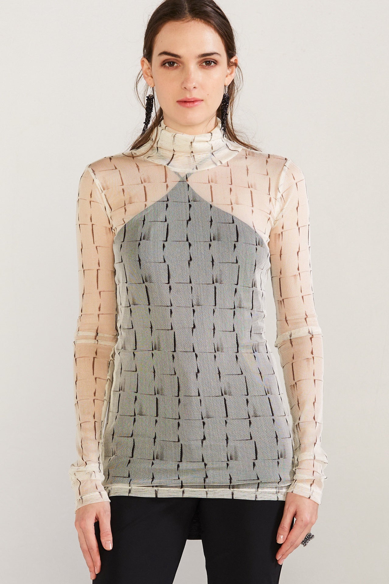Print Fitted Translucent Tunic - Framework Print in Ivory - Taylor