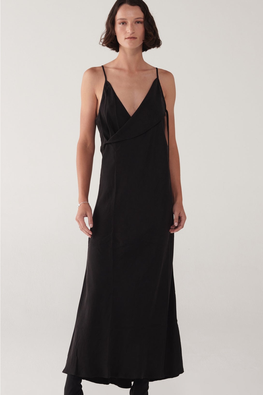 Folded Exude Slip Dress - Black in Black - Taylor