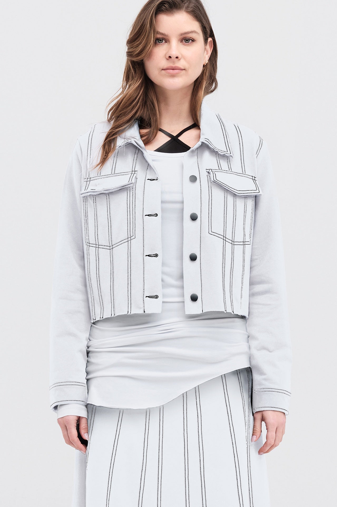 Knit Opposition Jacket - Ivory/black in Ivory