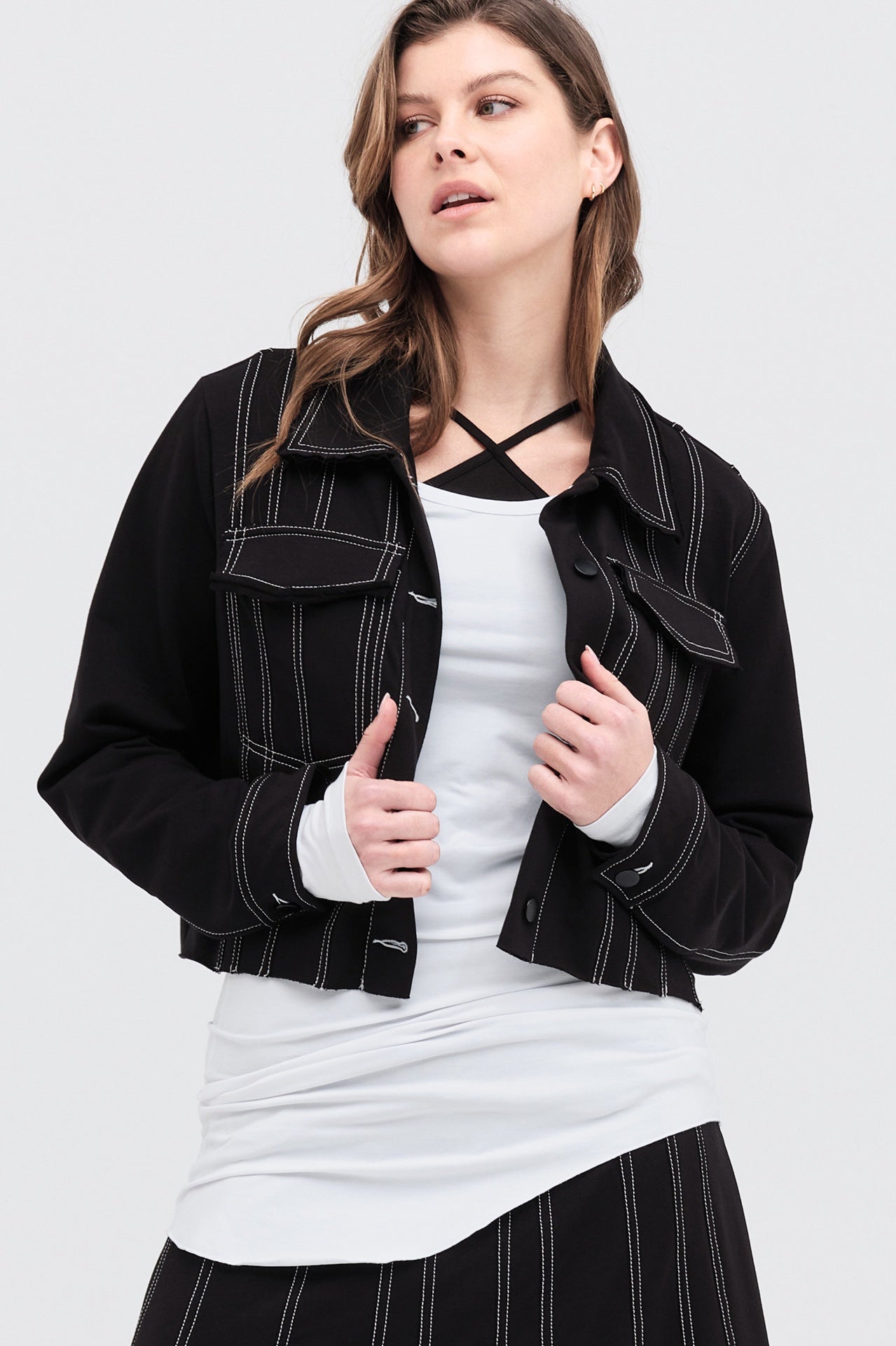 Knit Opposition Jacket - Black/ivory in Black