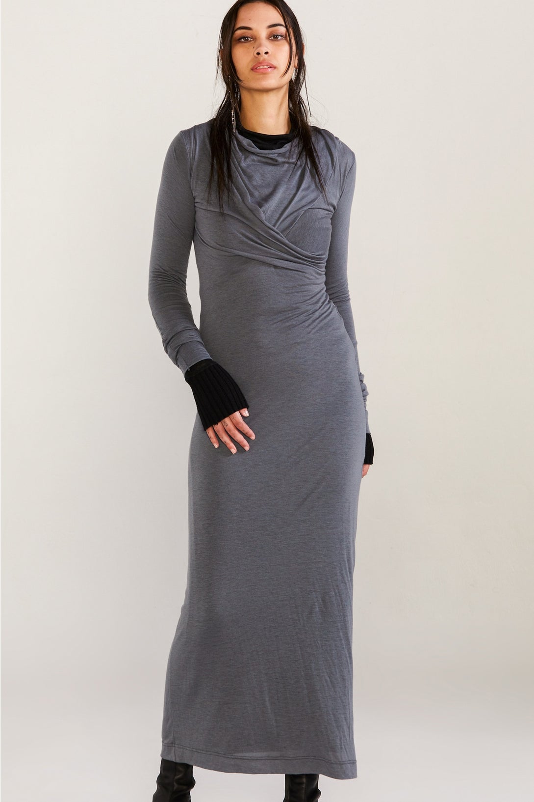 Pinnacle Dress - Iron/black in Grey
