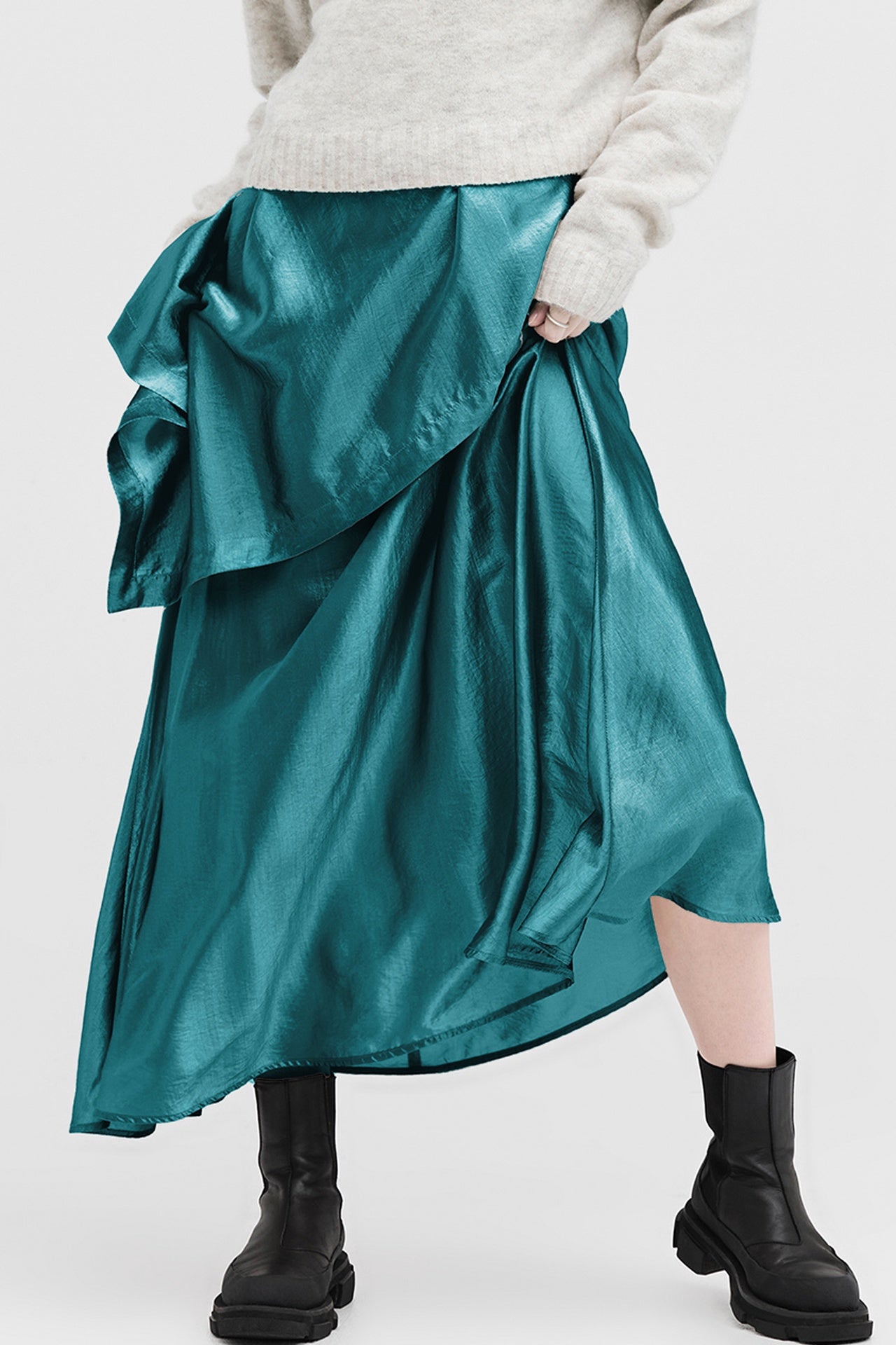 Revere Skirt - Lined - Mineral Shine in Green