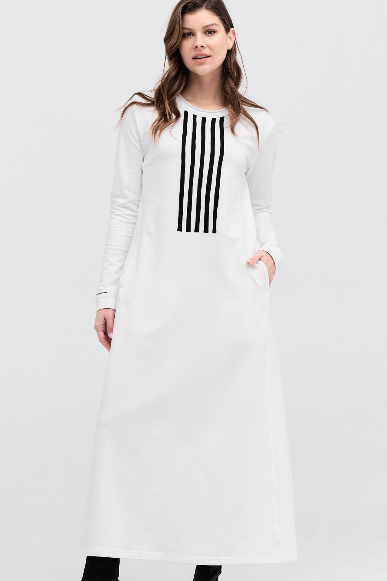 Transposed Dress - Ivory/black in Ivory