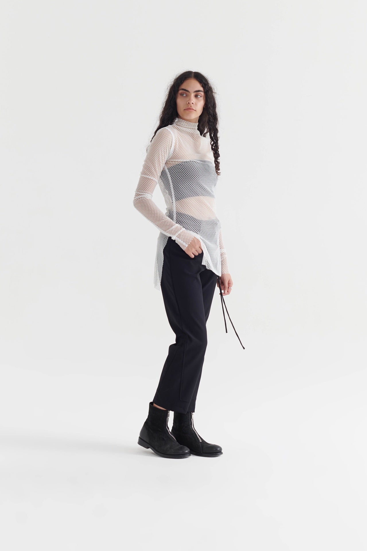 Undone Tunic - Ivory Cubed Mesh in Ivory - Taylor