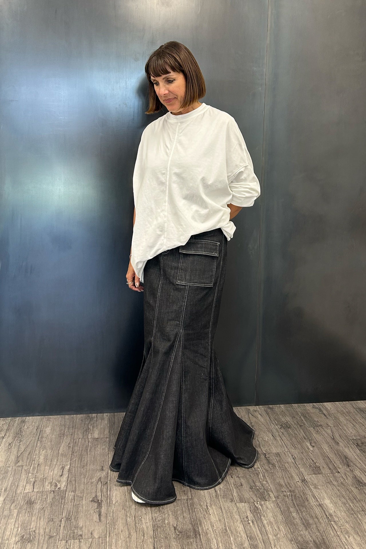 Contingent Skirt - Black Denim in Black
