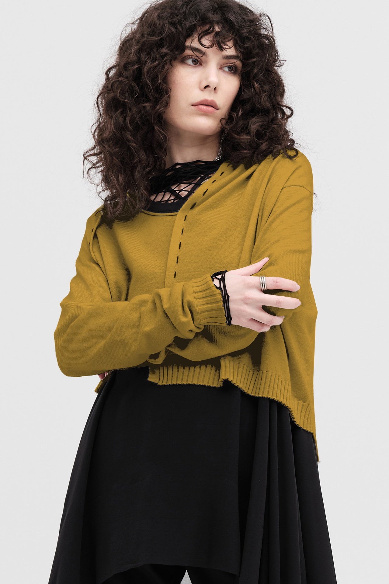 Wrapt Sweater - Oxide/black in Yellow