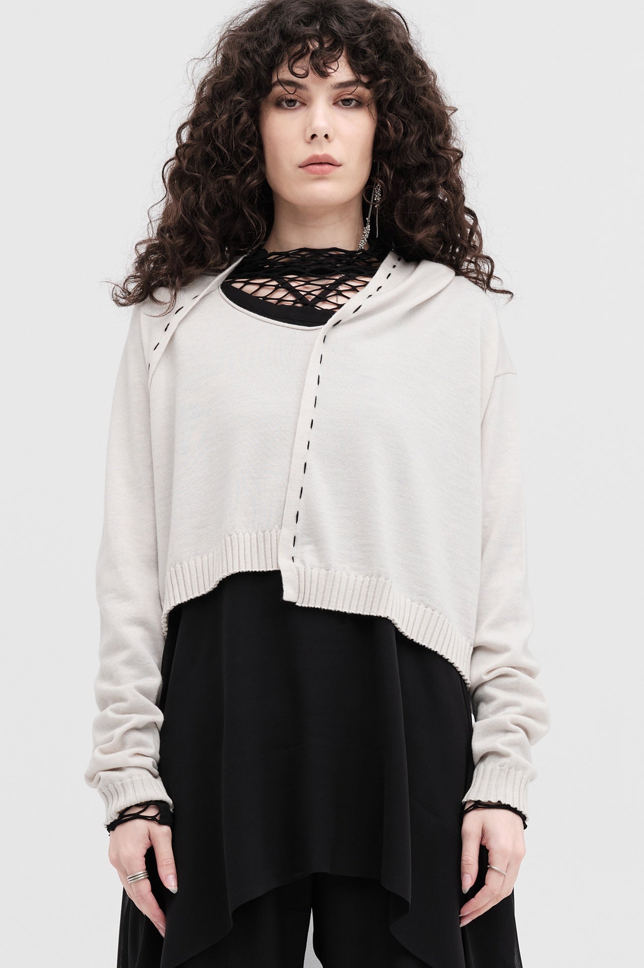 Wrapt Sweater - Pumice/black in Beige