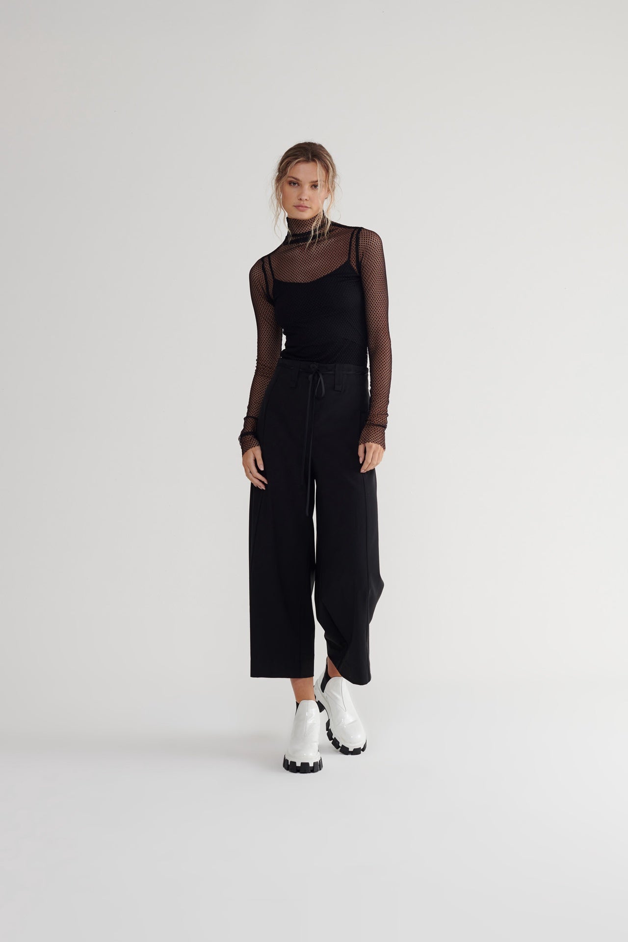 Undone Tunic - Black Cubed Mesh in Black - Taylor