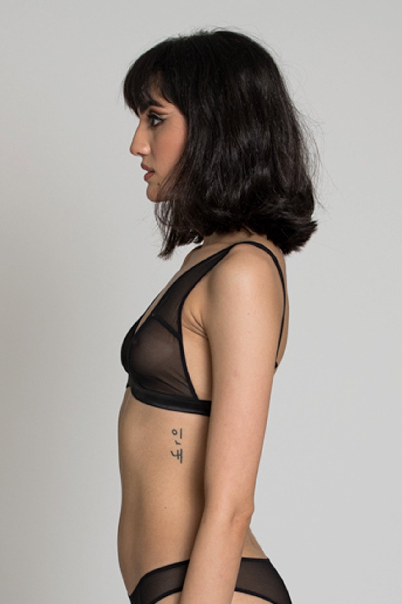 Collins Triangle Tomboy Mesh Bra Top - Black in Black