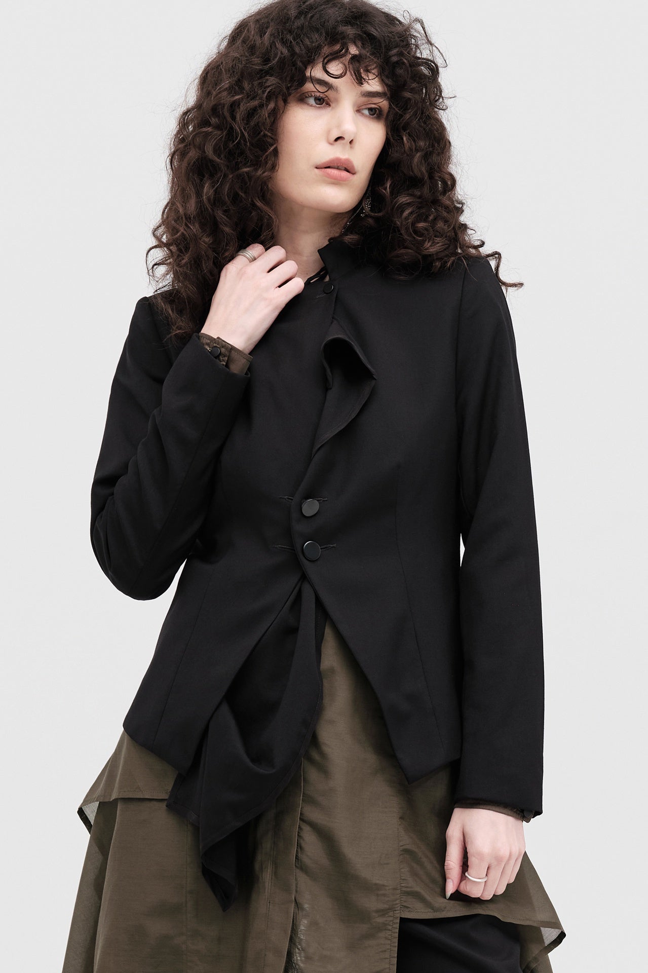 Draped Sequence Jacket - Black/black in Black